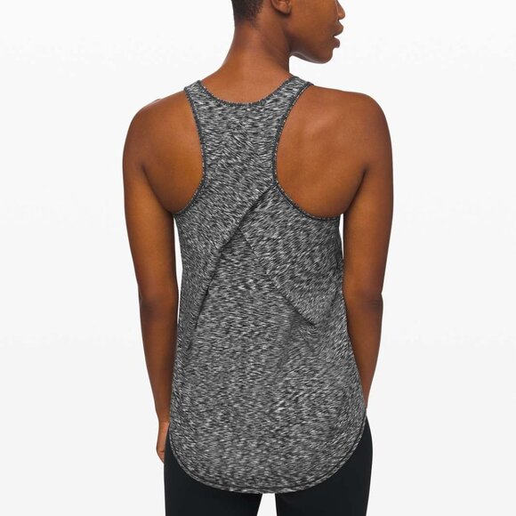 LULULEMON Essential Tank Pleated Spaced Out Space Dye Black White Workout Tank - Picture 1 of 8